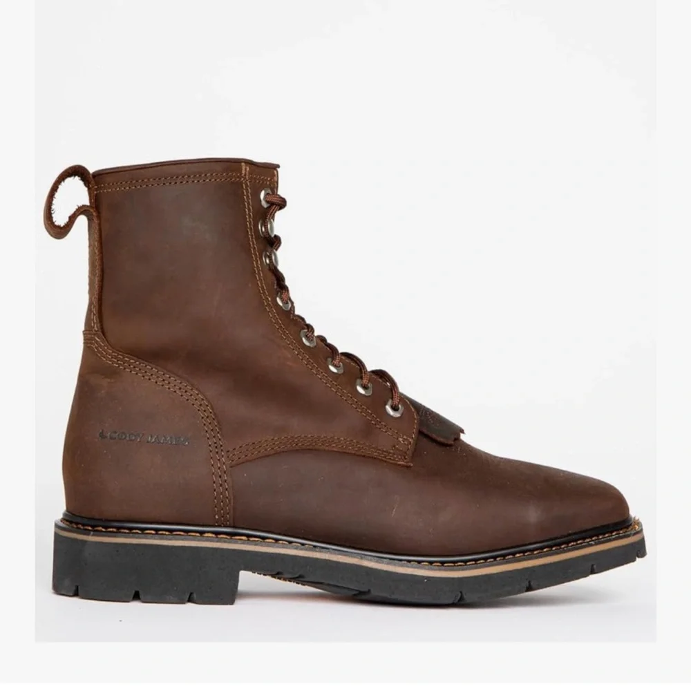 Cody James Mustang Lace-Up Leather Work Boots | Genuine Leather NWOT - Picture 2 of 4